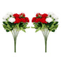 VATTEN HOME Dos Ramos de Flores de Limpieza de tumbas simuladas de poliéster de Seda roja y Blanca de 42 cm, para Limpieza de tumbas y decoración de cementerios