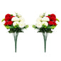VATTEN HOME Dos Ramos de Flores de Limpieza de tumbas simuladas de poliéster de Seda roja y Blanca de 42 cm, para Limpieza de tumbas y decoración de cementerios