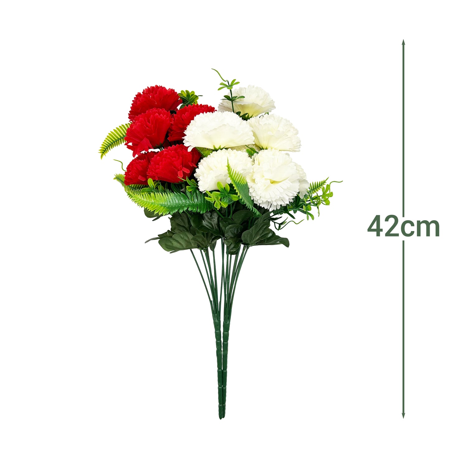 VATTEN HOME Dos Ramos de Flores de Limpieza de tumbas simuladas de poliéster de Seda roja y Blanca de 42 cm, para Limpieza de tumbas y decoración de cementerios