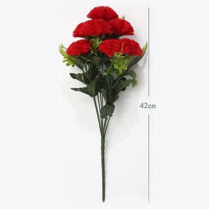 VATTEN HOME Dos Ramos de Flores de Limpieza de tumbas simuladas de poliéster de Seda roja y Blanca de 42 cm, para Limpieza de tumbas y decoración de cementerios