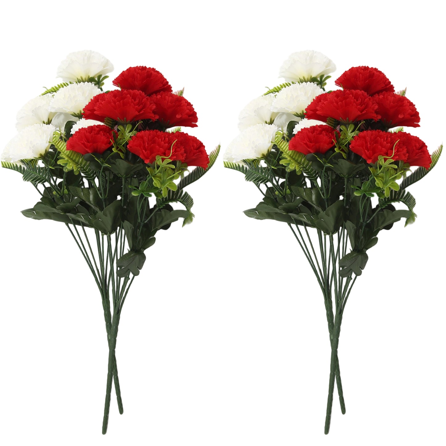 VATTEN HOME Dos Ramos de Flores de Limpieza de tumbas simuladas de poliéster de Seda roja y Blanca de 42 cm, para Limpieza de tumbas y decoración de cementerios