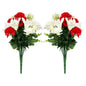 VATTEN HOME Dos Ramos de Flores de Limpieza de tumbas simuladas de poliéster de Seda roja y Blanca de 42 cm, para Limpieza de tumbas y decoración de cementerios