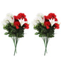 VATTEN HOME Dos Ramos de Flores de Limpieza de tumbas simuladas de poliéster de Seda roja y Blanca de 42 cm, para Limpieza de tumbas y decoración de cementerios