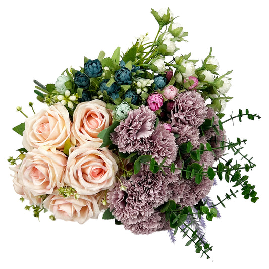 Ramo DE Flores Artificiales, Blanco, Morado, Polietileno+Hierro, Realista, Puro Y Elegante, para Crear FÁCILMENTE UN Ambiente ROMÁNTICO Y Elegante
