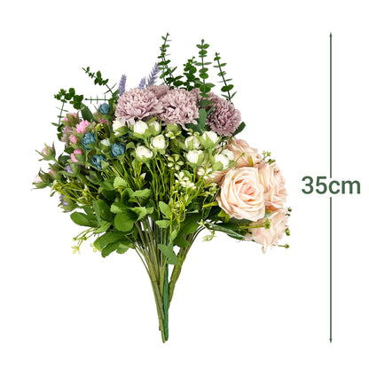Ramo DE Flores Artificiales, Blanco, Morado, Polietileno+Hierro, Realista, Puro Y Elegante, para Crear FÁCILMENTE UN Ambiente ROMÁNTICO Y Elegante